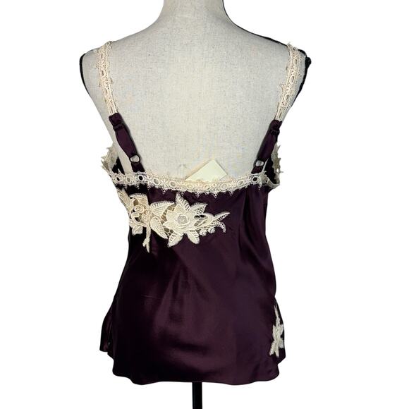 Luxe Arden B. Large Camisole Floral Embroidered V-Neck Adjustable Straps Silk - Picture 5 of 9